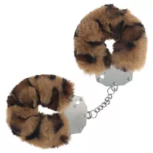 Leopard Print Furry Handcuffs at Spencer's
