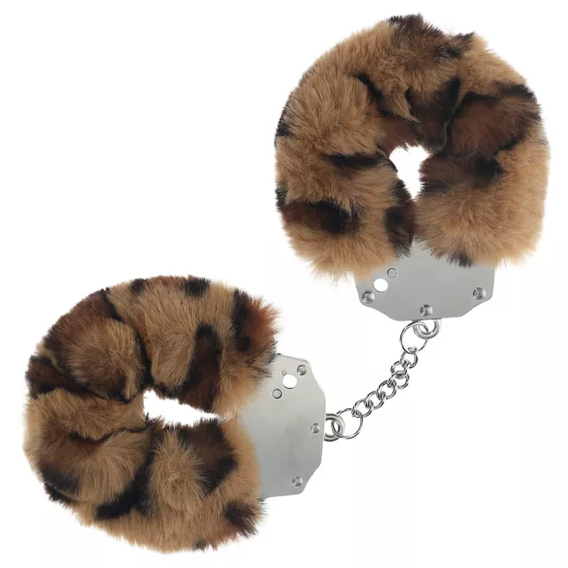 Leopard Print Furry Handcuffs at Spencer's