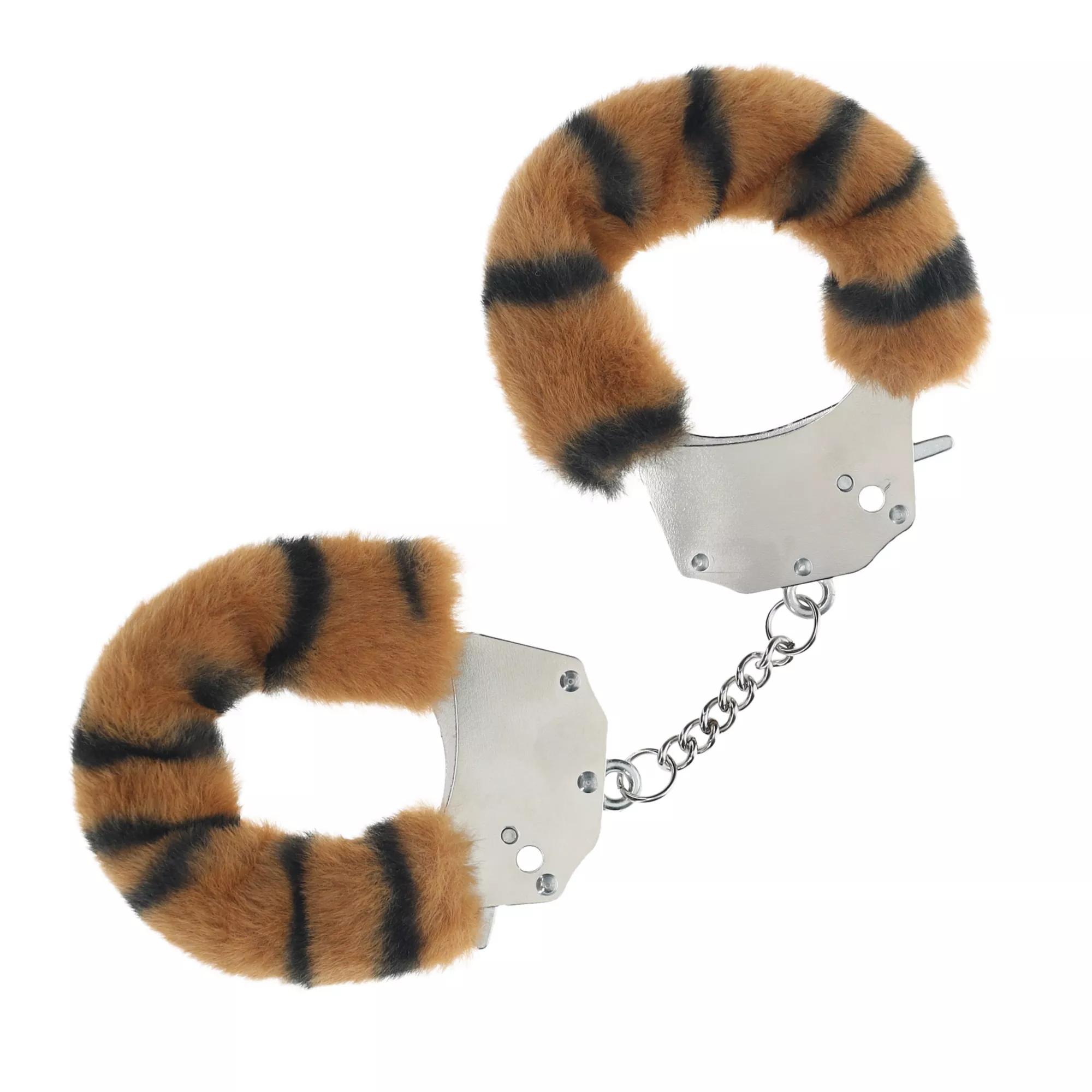 Tiger Print Furry Handcuffs at Spencer's