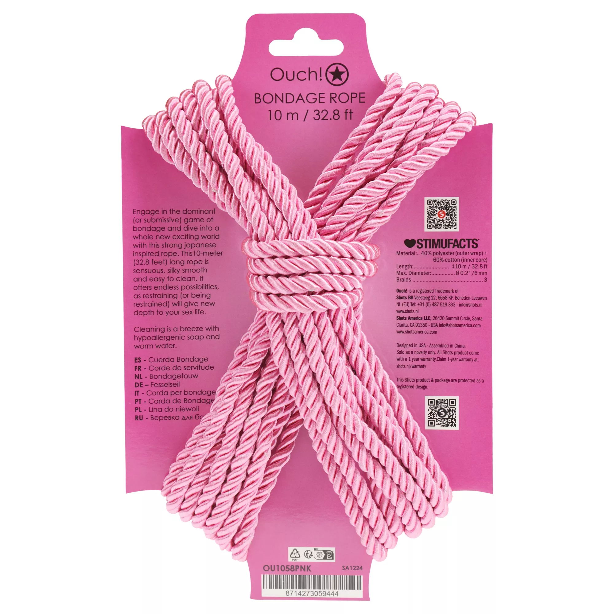Ouch Pink Bondage Rope at Spencer's