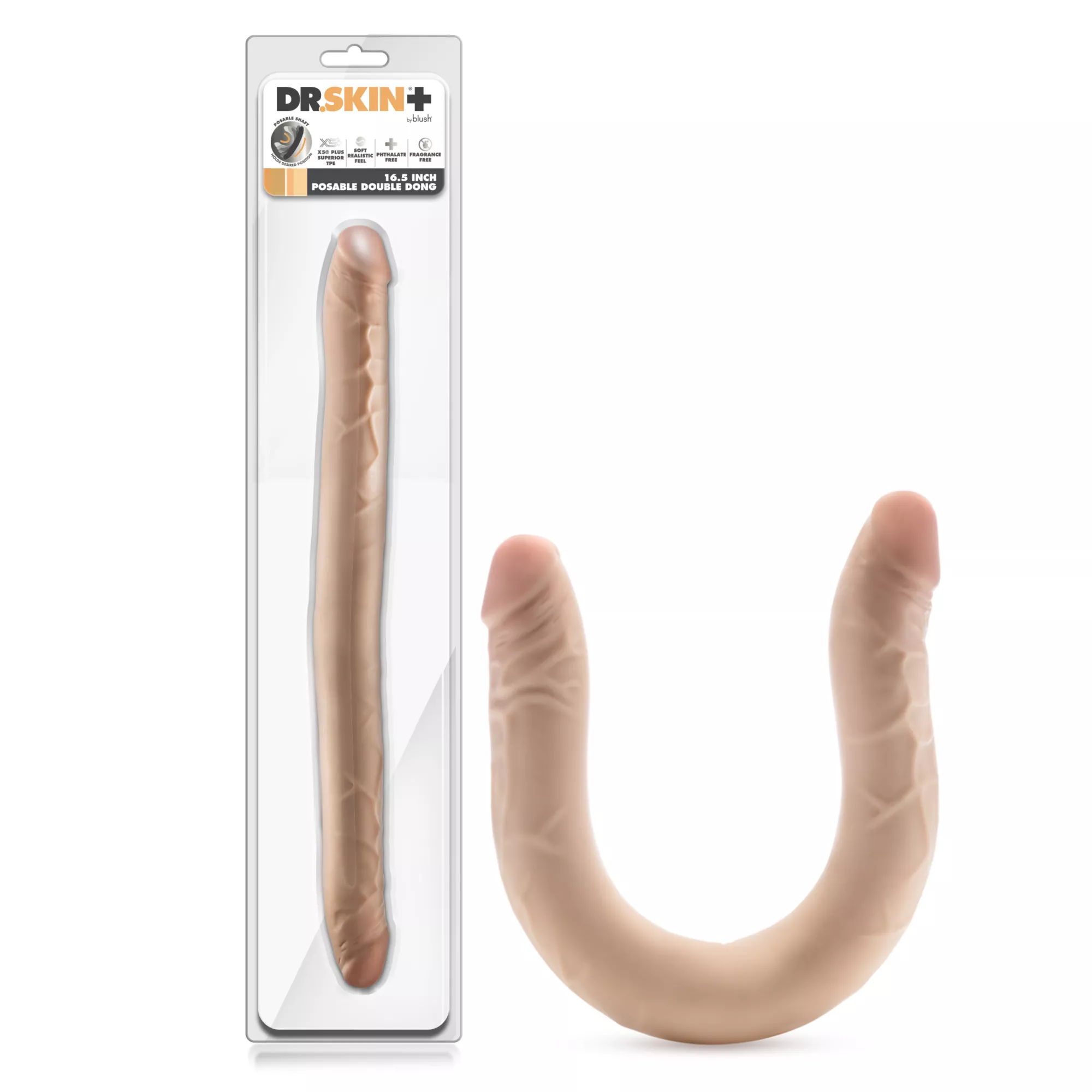 Dr. Skin Posable Double Dong Dildo Beige at Spencer's