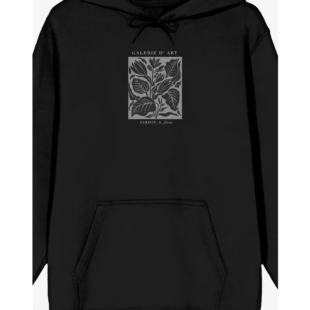 Black Galeried Art Flower Hoodie at Spencer's