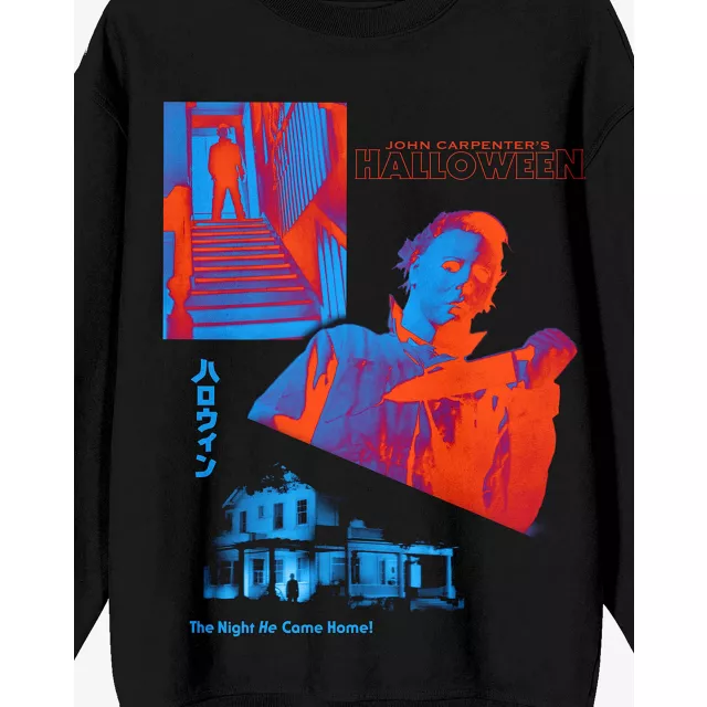 Blue and Red Graphic Michael Myers Sweatshirt - Halloween at Spencer's