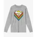 Rainbow Superman Logo Long Sleeve T Shirt at Spencer's