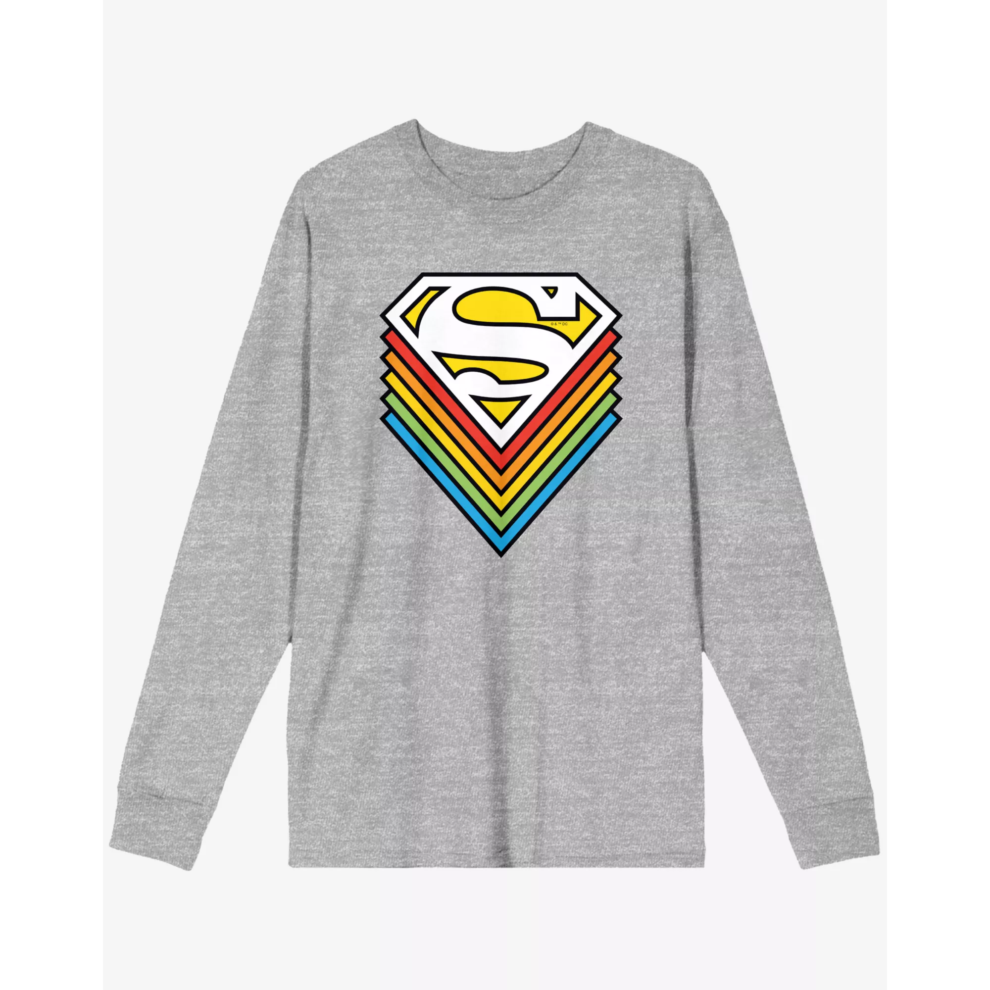 Rainbow Superman Logo Long Sleeve T Shirt at Spencer's