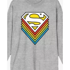 Rainbow Superman Logo Long Sleeve T Shirt at Spencer's