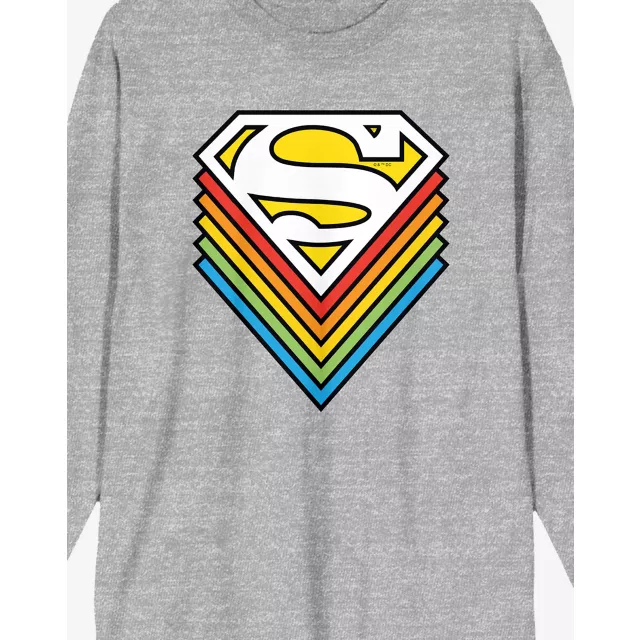 Rainbow Superman Logo Long Sleeve T Shirt at Spencer's