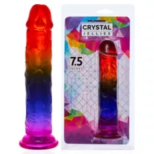 Crystal Jellies Rainbow Suction Cup Dildo - 7.5 Inch at Spencer's