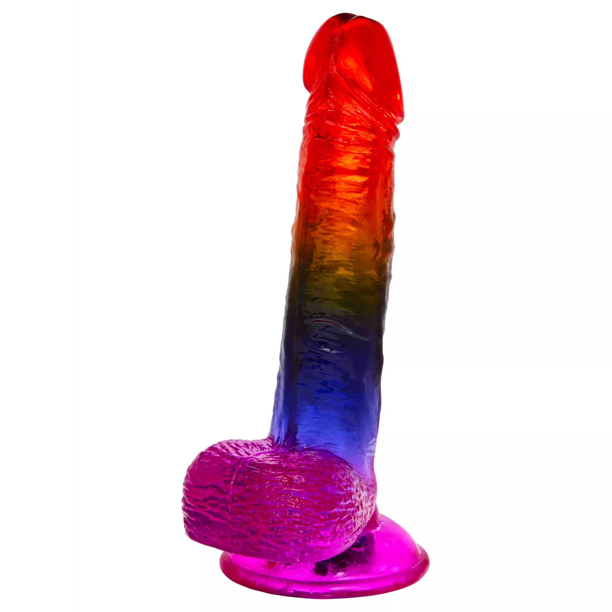 Crystal Jellies Rainbow Suction Cup Dildo with Balls at Spencer's