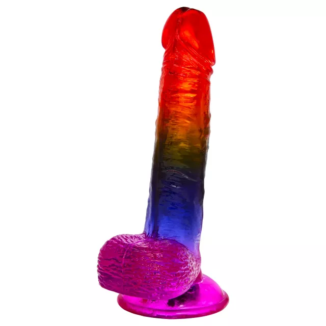 Crystal Jellies Rainbow Suction Cup Dildo with Balls at Spencer's