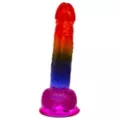 Crystal Jellies Rainbow Suction Cup Dildo with Balls at Spencer's