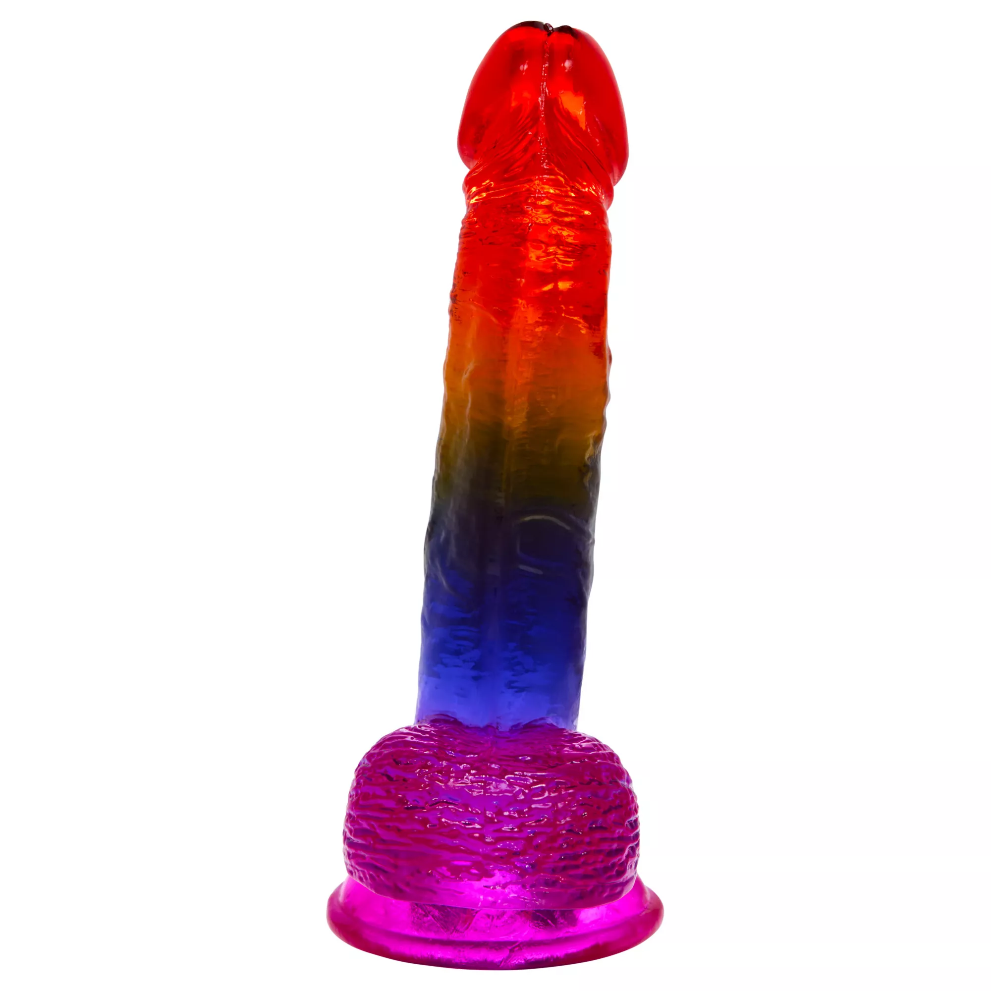 Crystal Jellies Rainbow Suction Cup Dildo with Balls at Spencer's