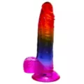 Crystal Jellies Rainbow Suction Cup Dildo with Balls at Spencer's