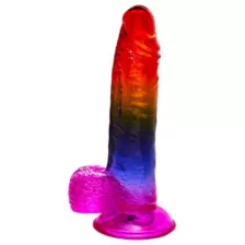Crystal Jellies Rainbow Suction Cup Dildo with Balls at Spencer's