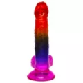 Crystal Jellies Rainbow Suction Cup Dildo with Balls at Spencer's