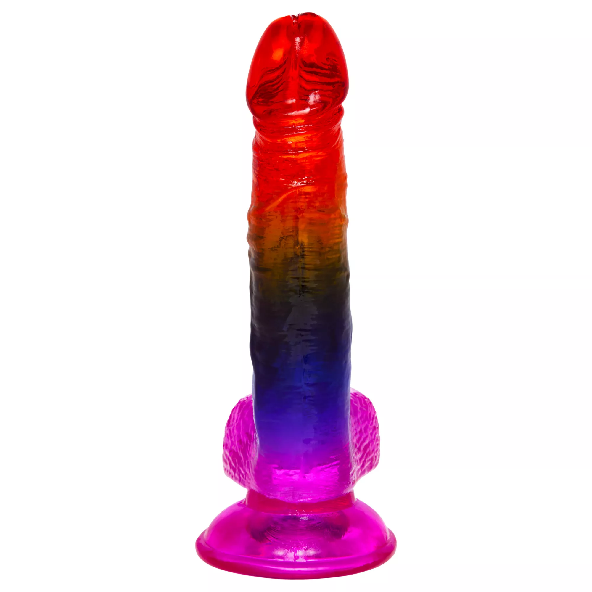 Crystal Jellies Rainbow Suction Cup Dildo with Balls at Spencer's