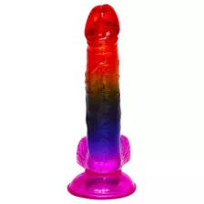 Crystal Jellies Rainbow Suction Cup Dildo with Balls at Spencer's