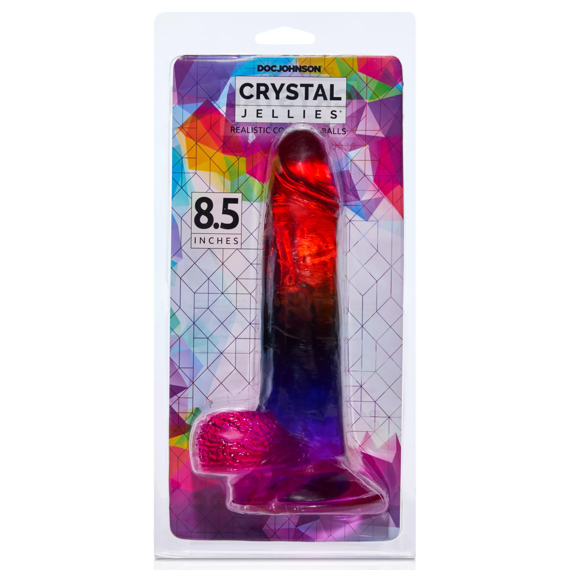 Crystal Jellies Rainbow Suction Cup Dildo with Balls at Spencer's