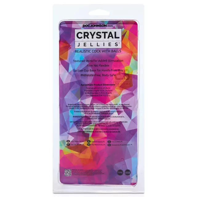 Crystal Jellies Rainbow Suction Cup Dildo with Balls at Spencer's