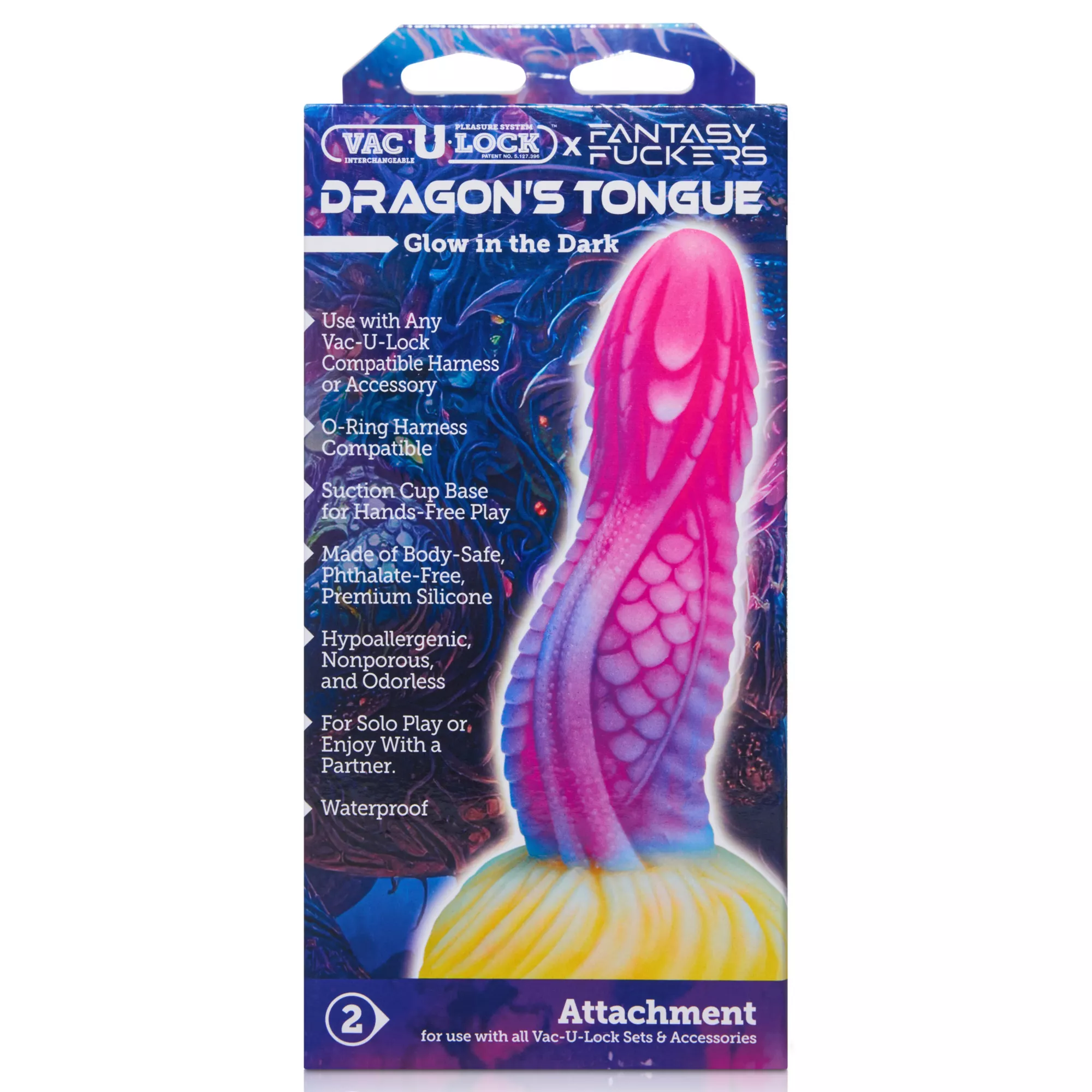 Vac-U-Lock X Fantasy Fuckers Glow-In-The-Dark Dragon’s Tongue Dildo at Spencer's