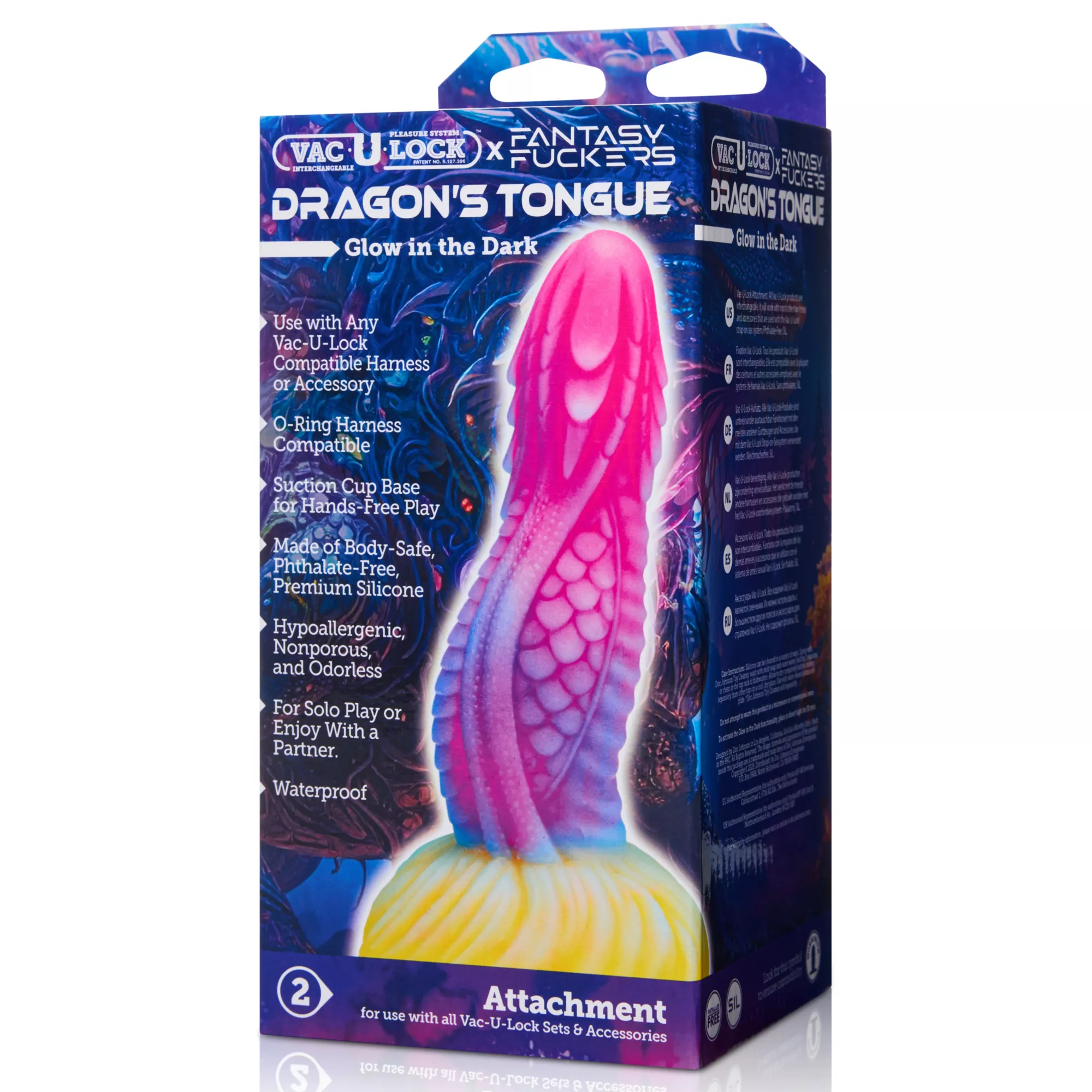 Vac-U-Lock X Fantasy Fuckers Glow-In-The-Dark Dragon’s Tongue Dildo at Spencer's