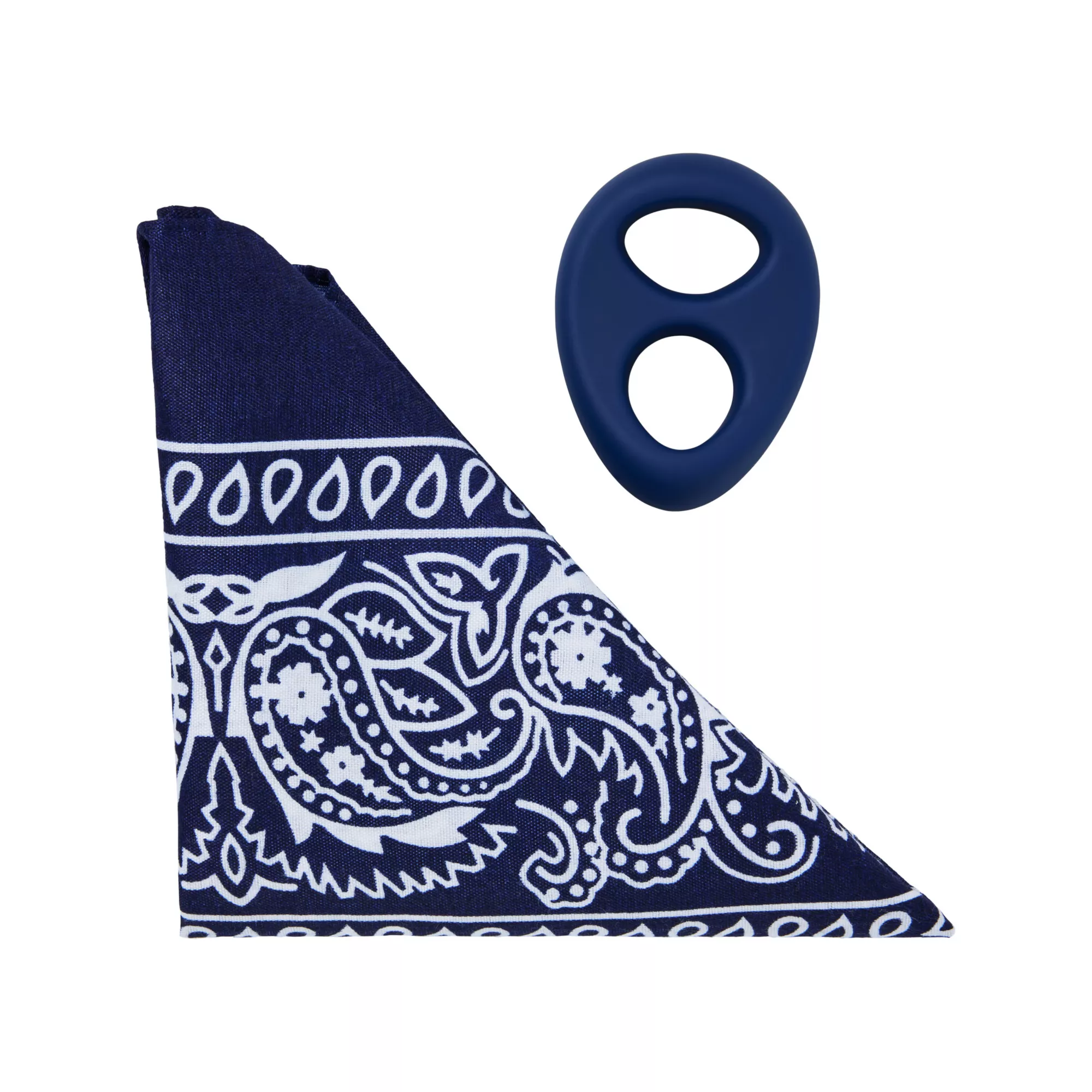 Rock Solid The Code Silicone Cock Ring with Bandana Navy Blue at Spencer's
