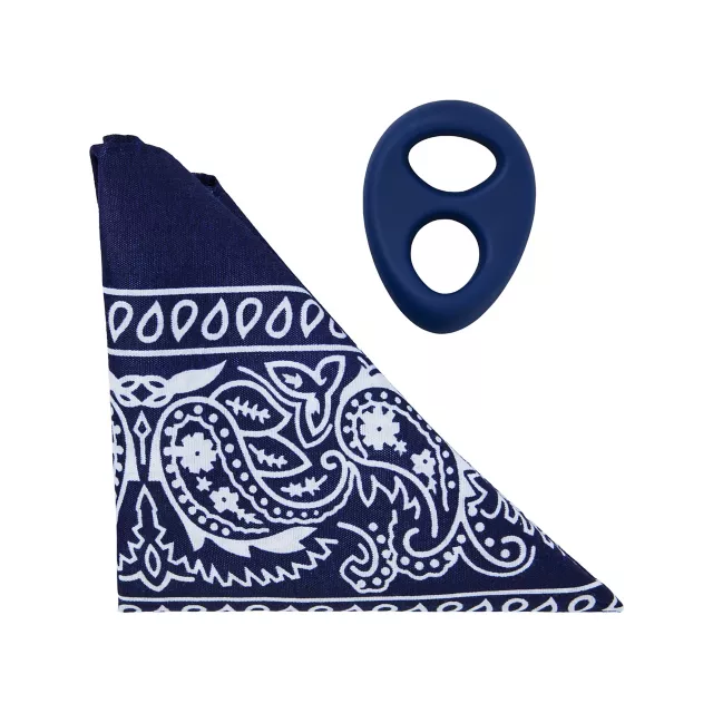 Rock Solid The Code Silicone Cock Ring with Bandana Navy Blue at Spencer's