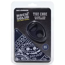 Rock Solid The Code Silicone Cock Ring with Bandana Navy Blue at Spencer's