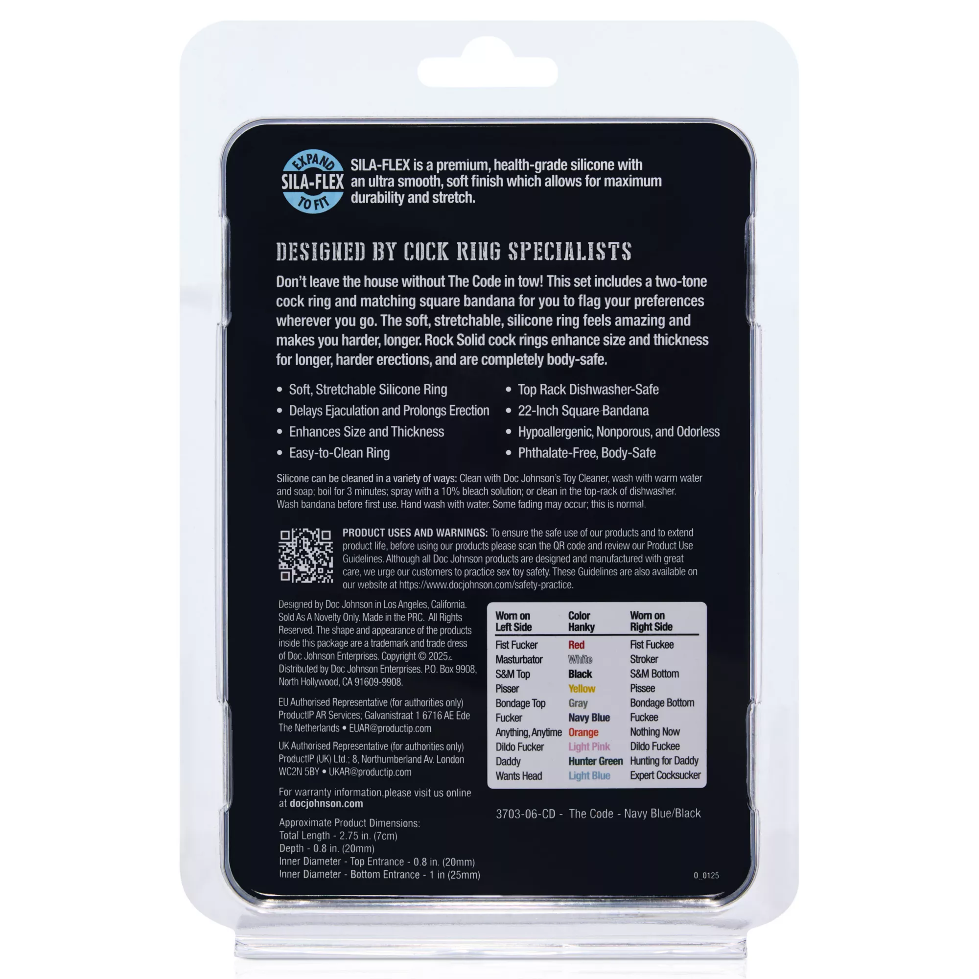 Rock Solid The Code Silicone Cock Ring with Bandana Navy Blue at Spencer's