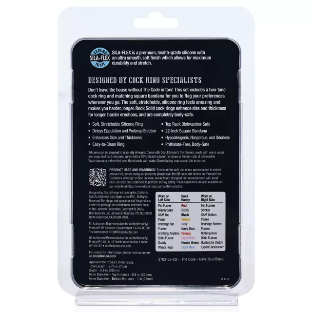 Rock Solid The Code Silicone Cock Ring with Bandana Navy Blue at Spencer's