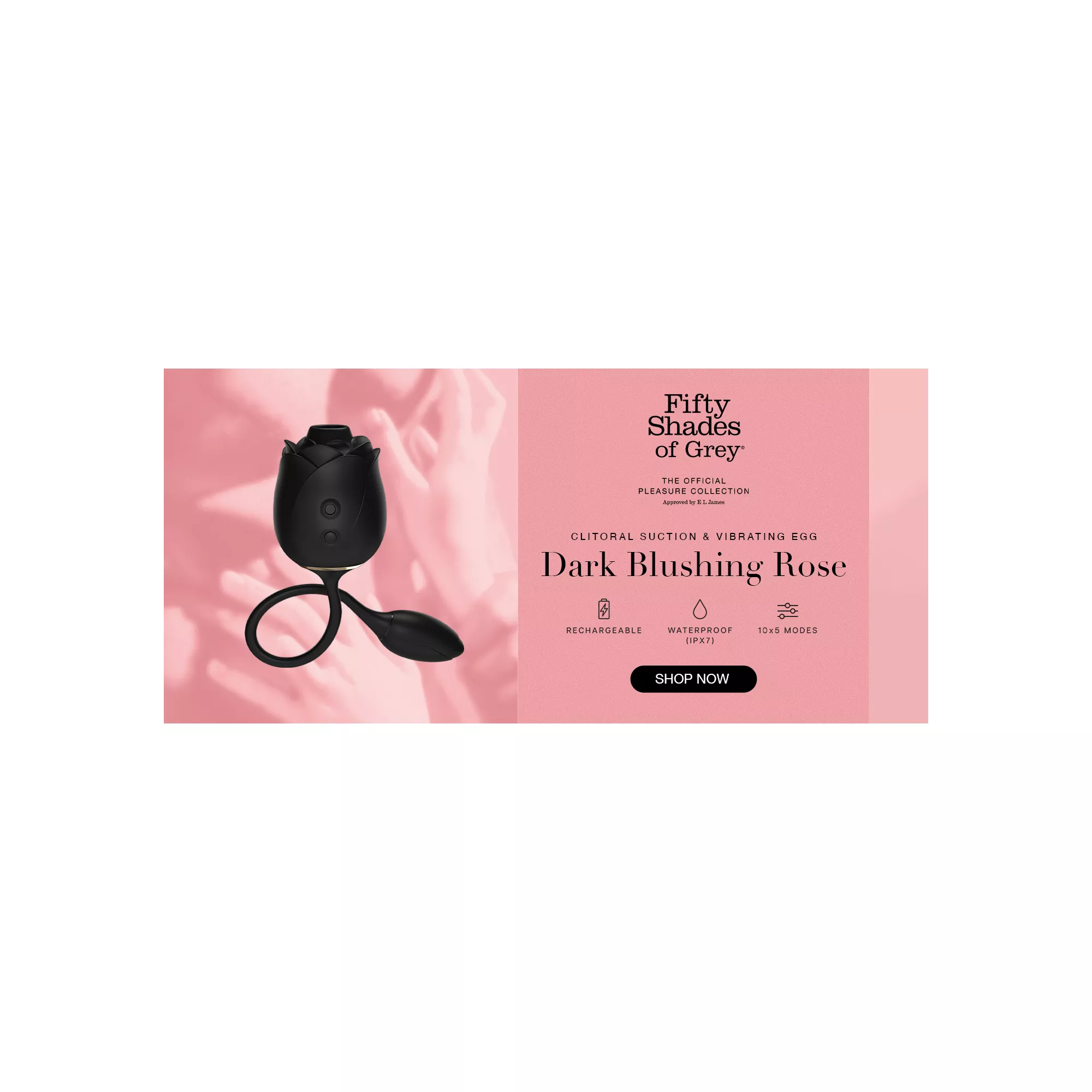 Fifty Shades of Grey Black Rose Clitoral Stimulator with Egg Vibrator at Spencer's