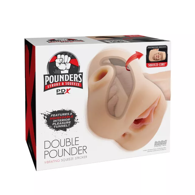 PDX Plus Double Pounder Vibrating Squeeze Stroker at Spencer's