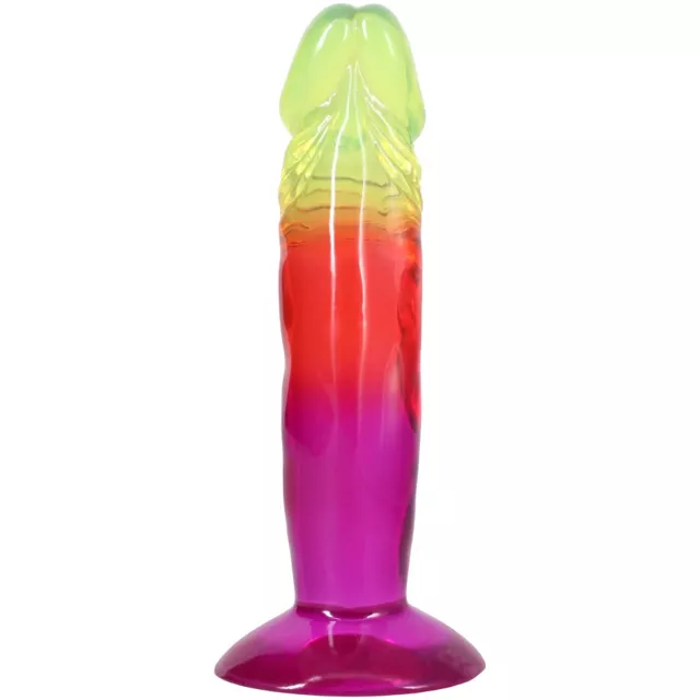 Crystal Jellies Multicolor Suction Cup Dildo - 6.5