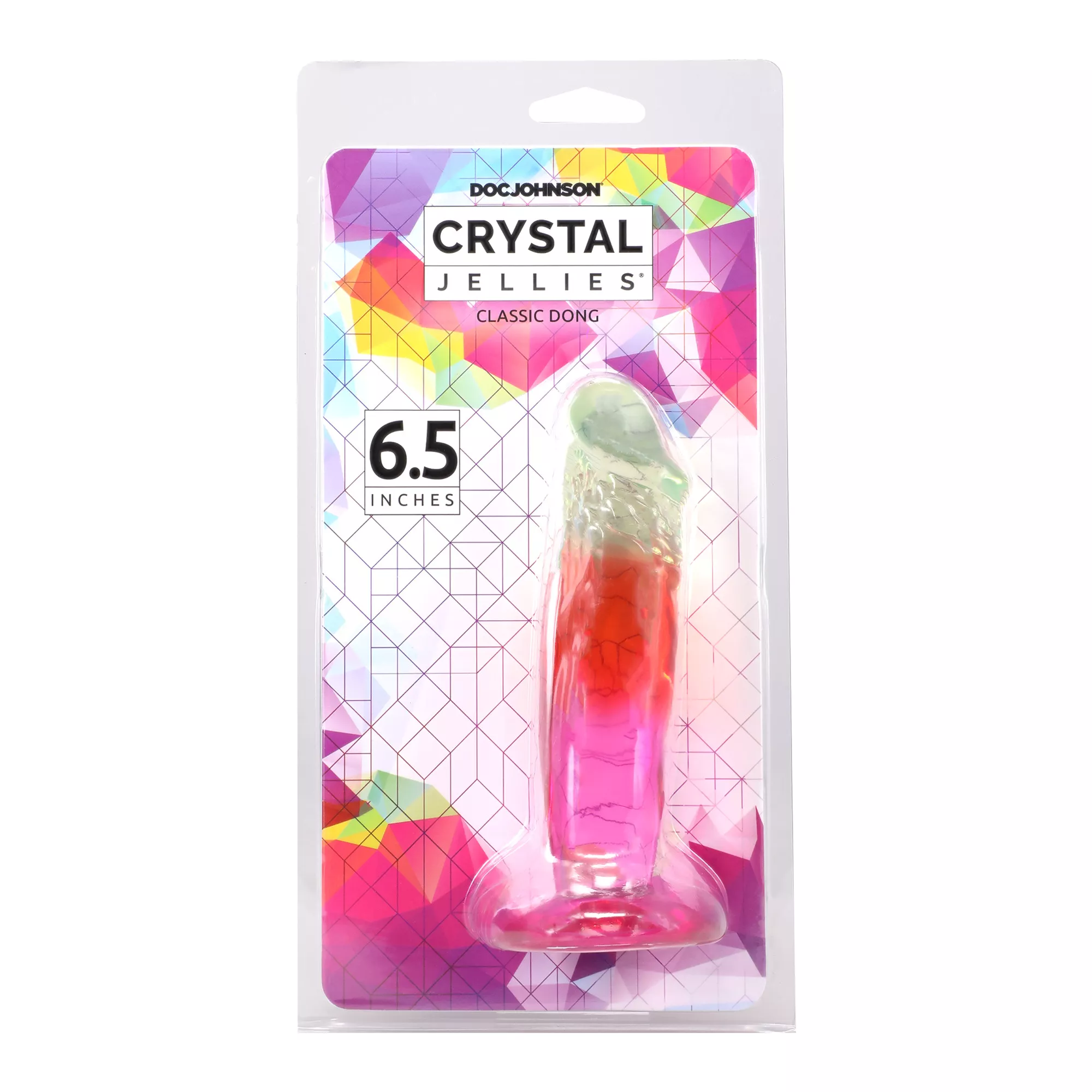 Crystal Jellies Multicolor Suction Cup Dildo - 6.5