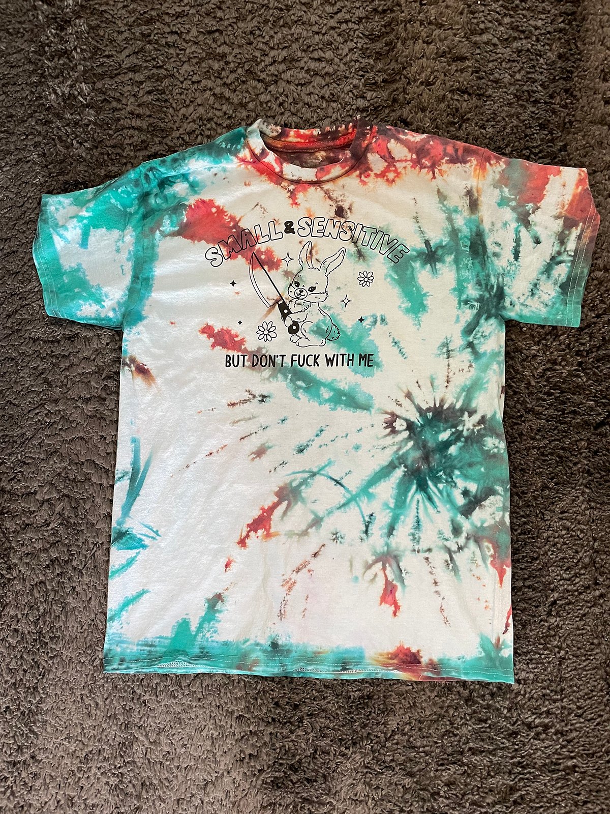 Completed spider DIY tie dye t shirt 