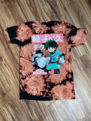 Finished bleach tie dye Deku Manga My Hero Academia t shirt
