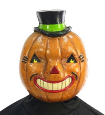 Vintage Halloween Mask Pumpkin Full Head With Teeth